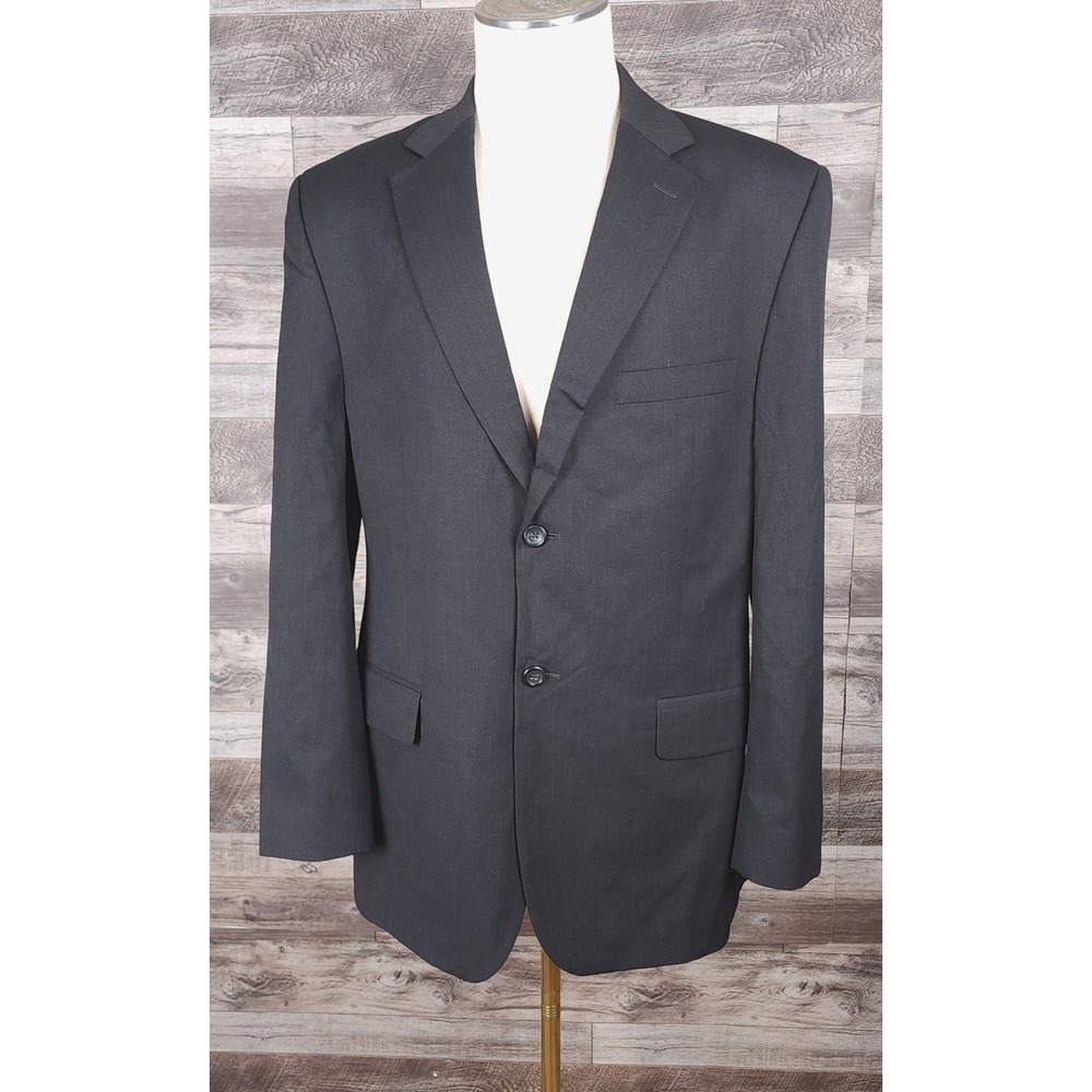Pronto Uomo Mens Black 100% Wool 2 Button Blazer Suit Jacket 42 Regular
